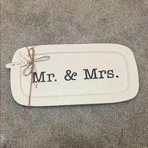 Mud Pie White Mr. & Mrs. Serving Tray